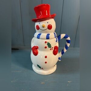 Temp-Tations Snowman Mug with Red Hat & Mittens/Blue Scarf & Handle